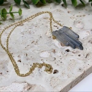 Smoky Quartz Crystal Point Necklace 14k gold